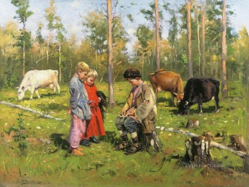  pastores Obras - pastores 1904 Vladimir Makovsky niños animal